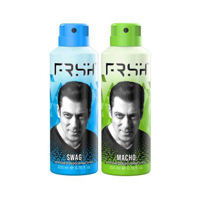 Frsh by Salman Khan Perfumed Deodorant Body Spray for Men, Pack of 2, 200ml each (Swag & Macho)