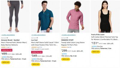 Fruit of the Loom Clothing upto 85% off starting From Rs.131