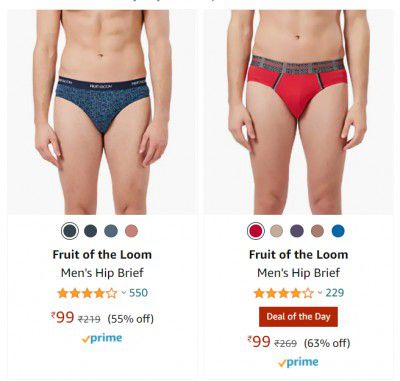 Fruit of the Loom Men's Brief starting at ₹99