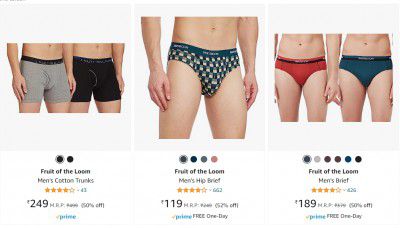 Fruit of the Loom Men's Innerwear @ Minimum 50% Discount
