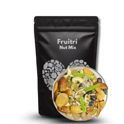 Fruitri Super Healthy Nuts Mix - 500g, Natural, Fresh Dried Fruits and Nuts Mix - Perfectly Balanced Dry Fruits Mixed Pack, 9+ Nut Mix for Anytime Snacking