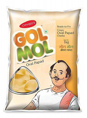 Frylo Ready-to-Fry Multigrain Golmol Oval Papads, Rich in Fiber, Less Oily, 1kg