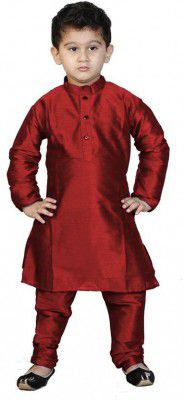 FTC FASHIONS Boys Festive & Party Kurta and Pyjama Set (Red Pack of 1)