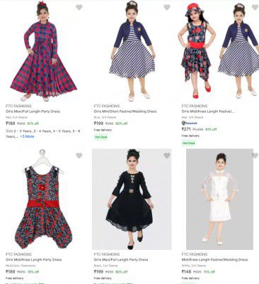 [Add To Cart] Ftc Fashions Kids' Dresses upto 89% off start @118
