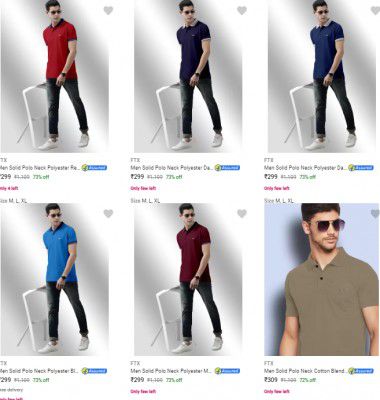 FTX Men's Polo T Shirts Starts ₹199