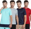 FTX Pack of 4 Men Solid Round Neck Multicolor T-Shirt...