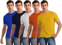FTX  Pack of 5 Men Solid Round Neck Polyester Blue, Navy Blue, White, Orange, Yellow T-Shirt...