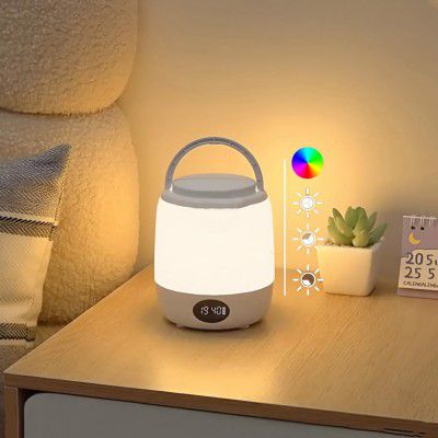 Fulminare Portable LED Night Light with Clock, Touch Lamp for Bedroom
