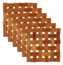 Fun Homes Bamboo Wooden Coaster, Pan Pot Holder Heat Insulation Pad, Square 16 x 16 cm (Set of 6, Brown)...