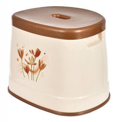 Fun Homes Big Size Flower Printed Plastic Sitting Stool for Indoor -HS43FUNH26199