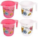Fun Homes Floral Print 4 Pieces Unbreakable Strong Plastic Bathroom Mug,500 ML (Pink & White)...