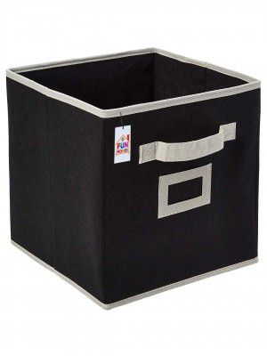 Fun Homes Non Woven Fabric Foldable Extra Small Storage Cube with Handle for Toy, Books, Shoes (Black)