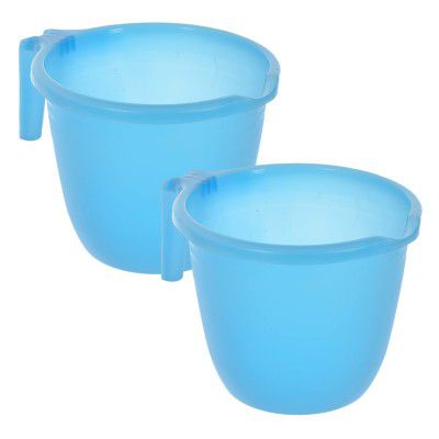 Fun Homes Plastic Bathroom Mug 1 Litre- Pack of 2 (Sky Blue)-46FH0205