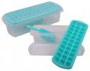 Fun Homes Plastic Ice Tray with Storage Box, Spoon and Transparent Cover Lid, Random Colors (32 Cubes), Pack of 2...