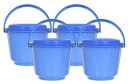 Fun Homes Small Multiuses Plastic Kitchen & Pantry Storage Container/Bucket with Handle & Lid, 5 LTR.- Pack of 4 (Blue)-47FH01235,Standard...