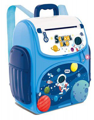 FunBlast Piggy Bank with Finger Print Sensor Lock – Money Saving Portable School Bag Design Coin Bank for Kids, Money Bank with Sound and Music, Birthday Return Gift for Kids, Boys, Girls (Space)