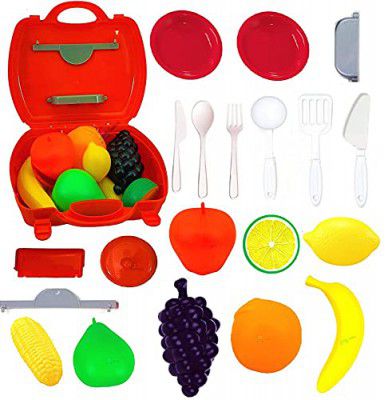 FunBlast Realistic Fruit Toy for Kids Pretend Play Toy for Girls Kitchen Toy for Kids - (22 Pcs; Multicolor)