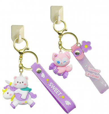 FunBlast Unicorn Keychain – 3D Fancy Rubber Key Chain, Kawaii Keychains, Keyrings for Home, Office, Car, Best Gift Keychains, Key Chains for Girls, Party Favor