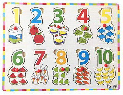 FunBlast Wooden Colorful Learning Board for Kids with Knobs - Educational Learning Wooden Board Tray - Multicolor