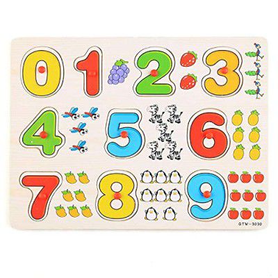 FunBlast Wooden Colorful Learning Educational Board for Kids with Knobs, Educational Learning Wooden Board Tray, Size- 30 X 22 CM