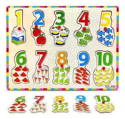 FunBlast Wooden Colorful Learning Educational Board for Kids with Knobs, Educational Learning Wooden Board Tray, Size- 30 X 22 cm
