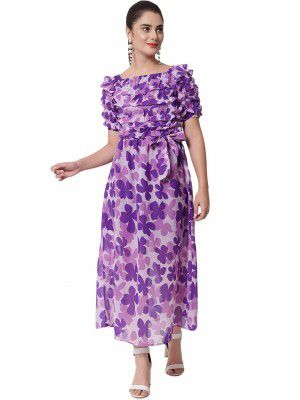FUNDAY FASHION Women Frill Maxi Dress/Women's Synthetic A-Line Floral Maxi Dress…