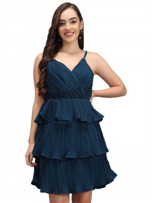 FUNDAY FASHION Women Layered Blue Dress