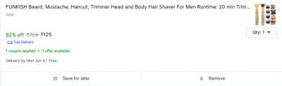 FUNKISH Beard, Mustache, Haircut, Trimmer Head and Body Hair Shaver For Men
