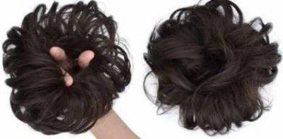 Funky messy bun for instant hair style braid juda , pack of 2 Hair Extension 2 LIGHT WEIIGHT APROX 20 G BLACK Rubber Band  (Multicolor)