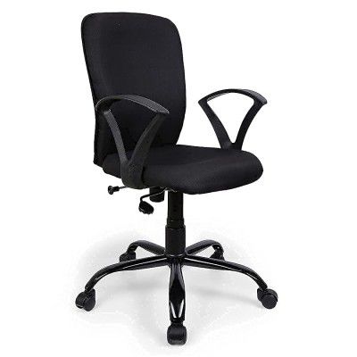 FURNICOM CHAIRS™ Armo Mid Back Ergonomic Office Chair Computer Study Chair Fabric Metal Base (Black)