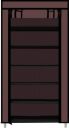 FurniGully 1 Door 6 Shelf Fabric PP Carbon Steel Collapsible Wardrobe  (Finish Color - Brown, DIY(Do-It-Yourself))...