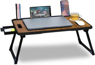 FurniGully Foldable multipurpose Table Wood Portable Laptop Table (Finish Color - BROWN)