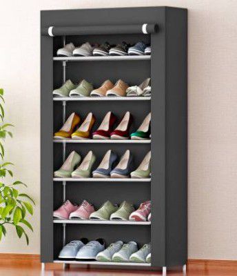 FurniGully Rack accessories, plastic transparent layer for home Metal Collapsible Shoe Stand  (Grey, 6 Shelves, DIY(Do-It-Yourself))