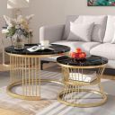 Furniture Café Luxury Black Marble Nesting Coffee Table Set...