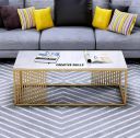 Furniture Café Modern Rectangular Coffee Table with White Marble Top and Gold Metal Frame...