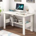 Furniture Café Modern White Computer Desk with Storage Shelf...