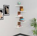 Furniture Café Modern Wooden Corner Wall Shelf with 5 Tiers – Space-Saving Display Rack for Living Room, Bedroom, or Office...