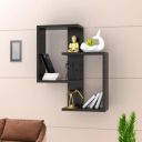 Furniture Café Modern Wooden Wall Mounted Shelf – Intersecting Cube Display Rack for Living Room, Bedroom, and Office Décor (Black)...
