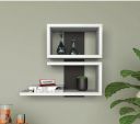 Furniture Café Modern Wooden Wall Mounted Shelf – Stylish Floating Display Rack for Living Room, Bedroom, and Office Décor (White & Black)...