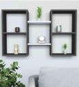 Furniture Café Modern Wooden Wall Mounted Shelves – Cube & Floating Display Rack for Living Room, Bedroom, and Office Décor (Grey & White)...
