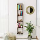 Furniture Café Wooden Wall Mounted 5-Tier Vertical Bookshelf – Slim Storage & Display Rack for Living Room, Bedroom, Office (Brown)...