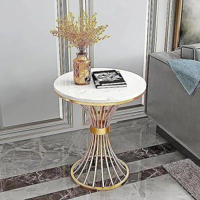 Furniture Cafe Modern Coffee Table for Living Room Center Table Home Decor Round Side Table Space Saving Furniture, Table Top Sturdy Metal Frame Wood Desk Centerpiece Bedroom