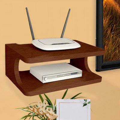 Furniture Cafe Set top Box Stand WiFi Router Holder Wooden Wall Shelves Setup Box Stand for Home Wall Mount Stylish WiFi Router Holder
