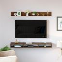 Furniture Cafe Wood Wall Mount TV Entertainment Unit with Shelf for Show Pieces Books Living Room Bed Room...