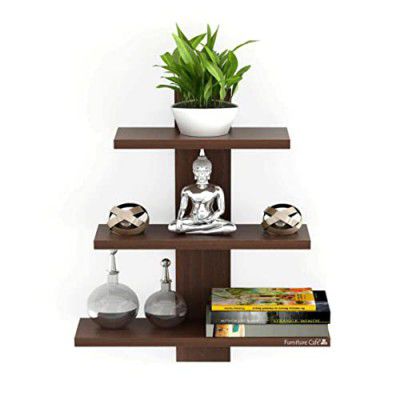 Furniture Cafe® Wooden Wall Shelves for Living Room | for Home Decor Items | Colour- Brown