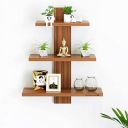 Furniture Cafe Wooden Wall Shelves for Living Room | Wall Shelf for Home Decor Items (3Tiers | Size- Standard | Colour- Teak Natural)...