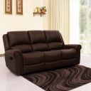 Furny 3 Seater Mario Leatherette Recliner Sofa Set (Brown)...