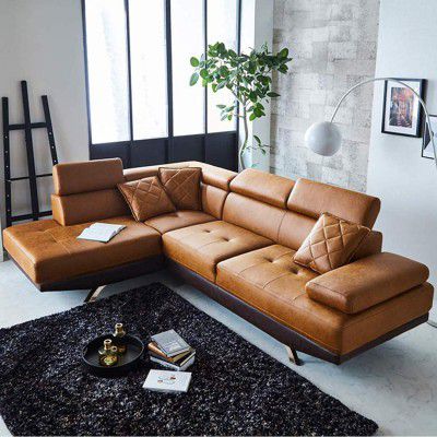 FURNY Aldora 4 Seater LHS Leatherette L Shape Sofa Set  