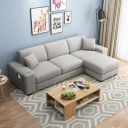 FURNY Alora 4 Seater Fabric RHS L Shape Sofa Set (Light Grey)...