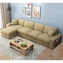 FURNY Alora 5 Seater Fabric LHS L Shape Sofa Set (Beige)...